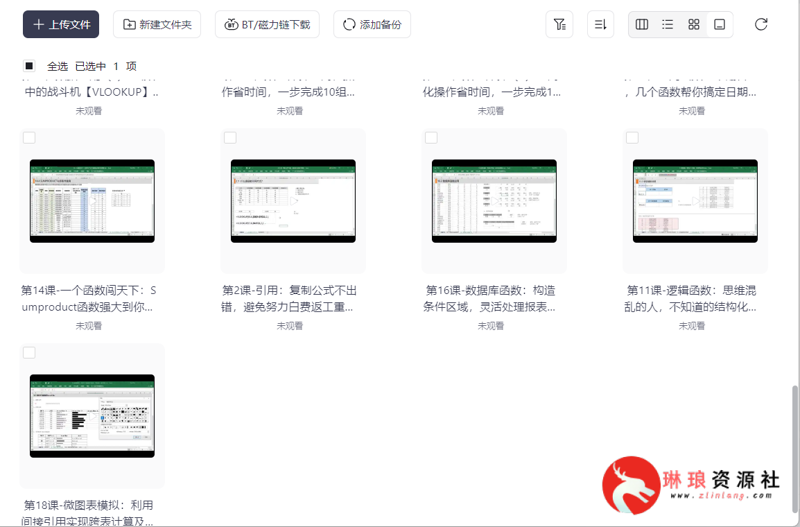 ​唯库精品课：一次性学透Excel函数【20节课】【完整版】【1G】-琳琅资源社 - 免费帮找网盘资源社区