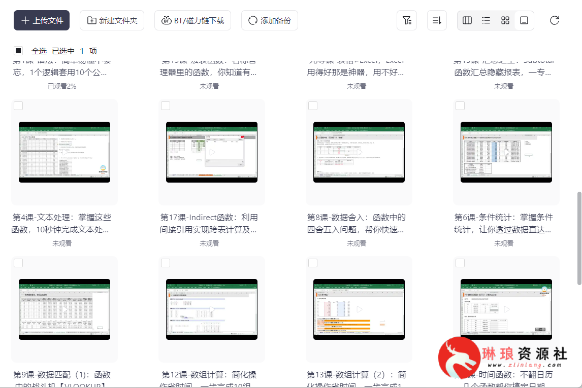 ​唯库精品课：一次性学透Excel函数【20节课】【完整版】【1G】-琳琅资源社 - 免费帮找网盘资源社区