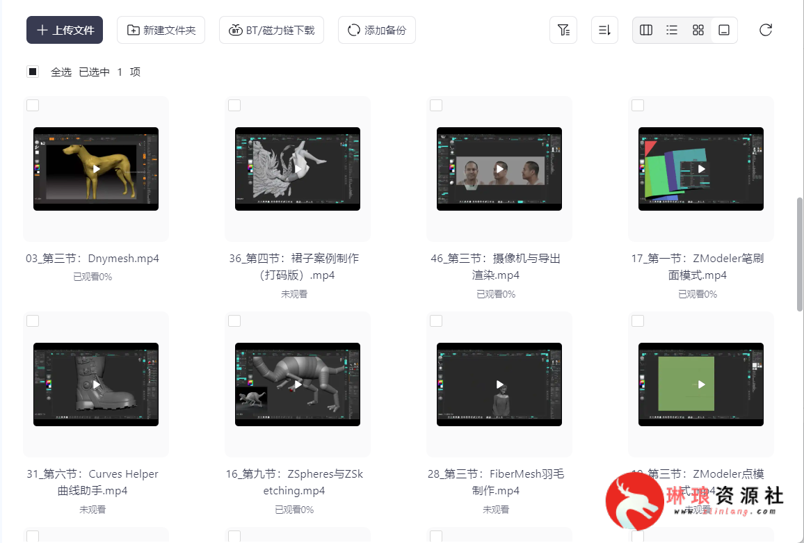 Zbrush造型入门到精通系列教程【50节课】【完整版】【3G】-琳琅资源社 - 免费帮找网盘资源社区